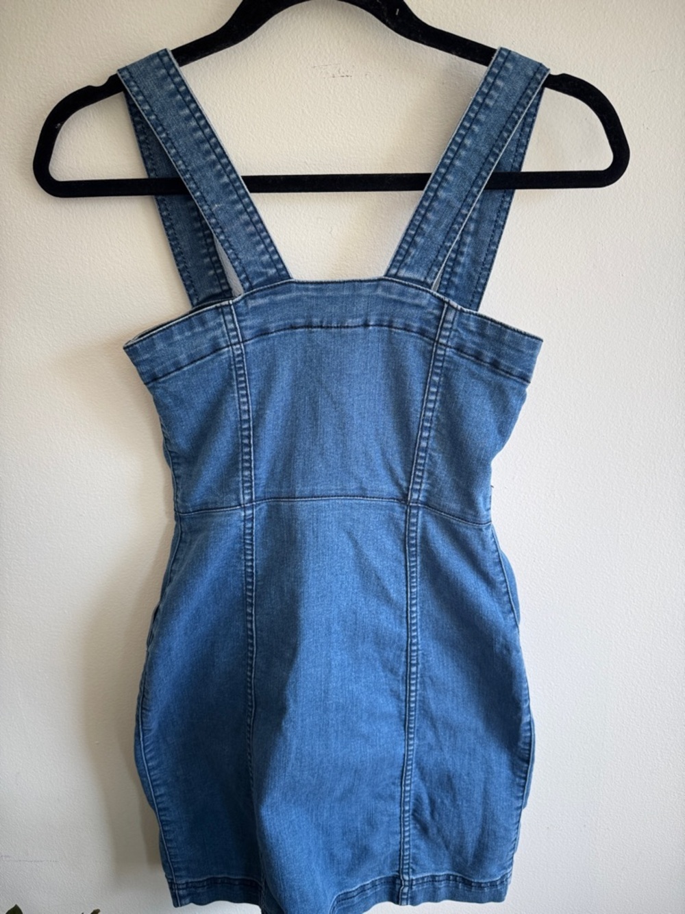 Divided Blue Denim Button-Front Mini Pinafore Dress - Picture 4 of 4